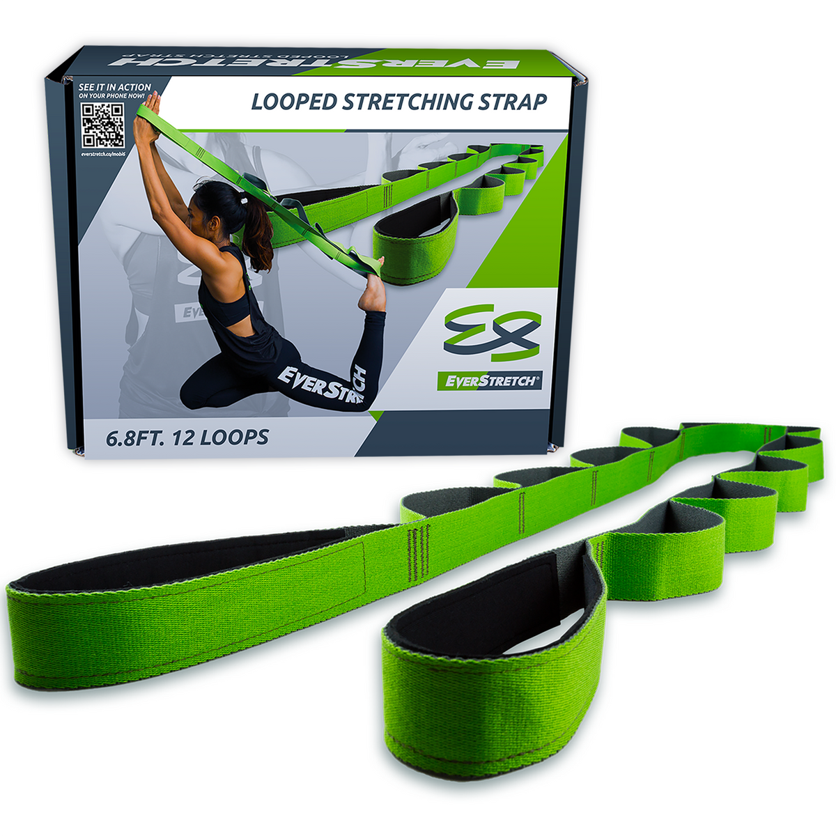 Stretching Strap with Loops by EverStretch - Non-Elastic Multi Loop Stretch  Strap